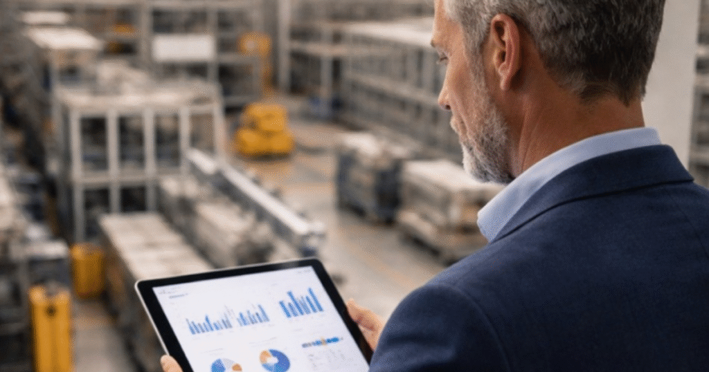 Manufacturing business exit planning with private equity buyers reviewing operations, financials, and valuation drivers
